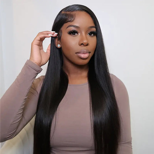 🎅🎄Luvme All Day Comfort Wig Glueless 7x6 Closure Pre Plucked Pre Bleached Pre Cut Melted Lace 180% Density Silky Straight Ready To Go-Come with Side Part 250%