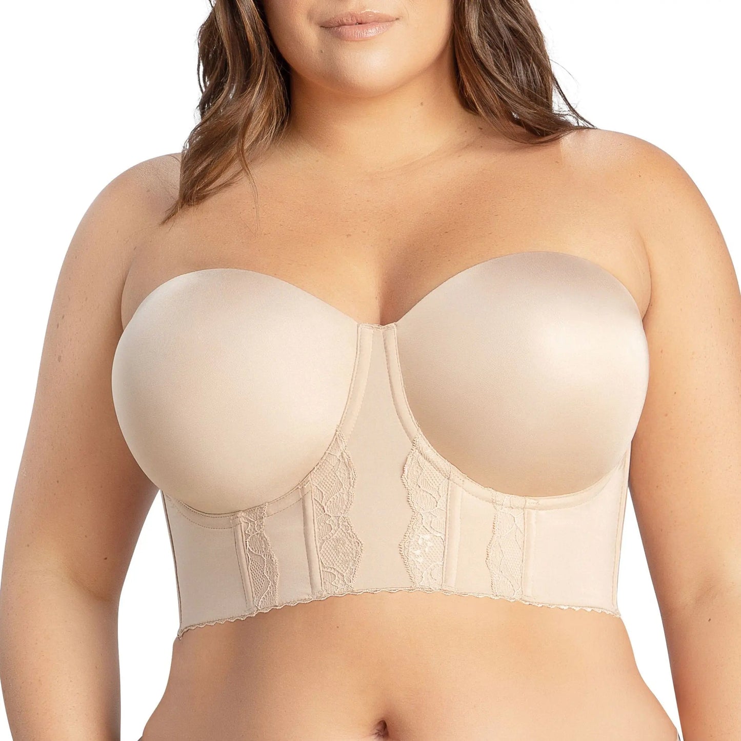 PARFAIT Elissa Women's Non-slip Full Bust and Full Figure Supportive Seamless Foam Padded Strapless Longline Bra and Bustier Top