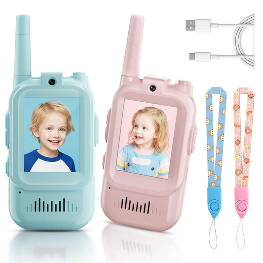 🎥2 Pack Enhanced Kids’ Video Walkie Talkies – Ready to Use, No WiFi Needed