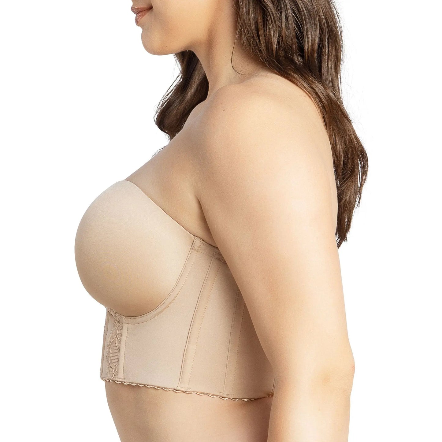 PARFAIT Elissa Women's Non-slip Full Bust and Full Figure Supportive Seamless Foam Padded Strapless Longline Bra and Bustier Top